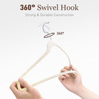 Velvet Hangers 100 Pack, Slim Non-Slip Clothes Hangers Space-Saving for Closet, Heavy Duty for Pants, Coats, Skirts, Jeans, Sweaters and More, Nylon-Flocked, Ivory