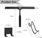 10" Stainless Steel Shower Squeegee for Shower Glass with Adhesive Hook for Cleaning Bathroom Glass Doors Car Window Mirrors and Tile Wall (Matte Black + Hook)