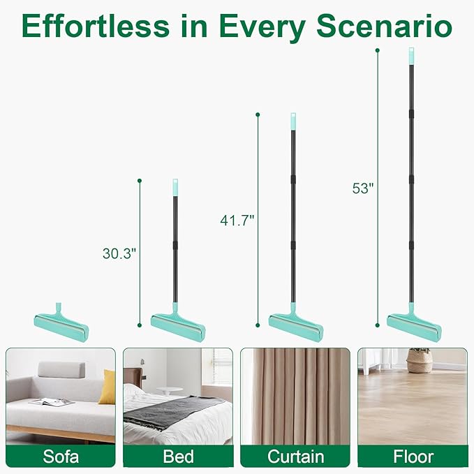 KeFanta Large Lint Rollers for Pet Hair Extra Sticky, 11.8" Wide Giant Lint Roller with 53" Long Handle, Big Pet Hair Sticky Remover for Floor Carpets Couch Clothes (270 Sheets)