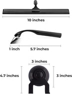 Matte Black Shower Squeegee for Glass Doors with Adhesive Hooks, Squeegee for Shower Glass, Cleaner Tool for Bathroom Household Window Mirror Tile Wall Car, 10 Inch Black