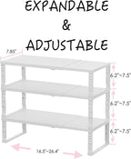 Adjustable Metal Shelving Unit, Stackable & Expendable Storage Rack for Home/Office/Kitchen, Space-Saving，Sturdy&Durable，Easy Assembly (3PACKS/Medium/White