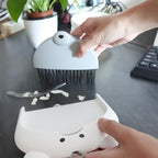 Small Broom and Dustpan Set Mini Hand Broom and Brush Set Handheld Broom and Dust Pan Set - Cute Bear Design, Compact Cleaning Tool for Desktop Countertop Table Windowsill Home Kitchen