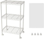 SINGAYE 3 Small Shelves Storage Shelf Wire Shelving Unit Metal Shelf Adjustable Organizers Storage Shelving with Wheels for Bathroom Laundry Room Kitchen Pantry11.5”D x 17.5”W x 30.5”H White