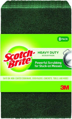 Scotch-Brite Heavy Duty Scouring Pad,Dish Scrubber for Kitchen + Outdoor,8 Scrub Pads for Uncoated Pots and Pans,Cast Iron Cooktops,Grill Grates,Oven Racks,& BBQ,Durable,Long-Lasting,(Pack of 12)