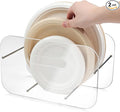 Paper Plate Dispenser, 7-12 Inch Disposable Plates Storage Organizer, Round Square Plastic Foam Paper Plate Acrylic Organizer for Cabinet, Countertop, RV or Outdoor Use (2)