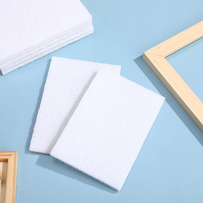 20 Pieces White Scrubbing Pad Non Scratch Scouring Pads Non Woven Scouring Sponge Multipurpose Abrasive Multi Surface Scrubber for Cleaning Polishing(5 x 7 Inch)