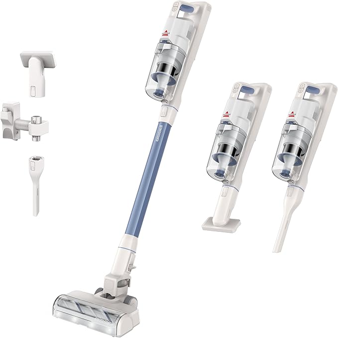 Bissell PowerClean 200W Self-Standing Cordless Vacuum w/Tangle Free Brush Roll, Removeable Battery, Wall Mount, Upholstery Tool & Bright Headlights, 4173