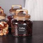 SAIOOL Glass Jars with Airtight Lid [Set of 4],Kitchen Canisters, Borosilicate Storage Containers,Retro Design, jars for Candy,Cookie,Rice,Sugar,Flour, Flour,Pasta,Nuts and Spice Jars
