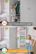 punemi Weekly Clothes Organizer for Kids, 6-Shelf Hanging Closet Storage with Side Pockets, Days of The Week Design, 11.8" x 11.8" x 37.8", Perfect for Organizing a Week's Worth of Kids' Clothing