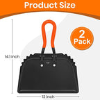 (2PK) Metal Dust Pans Heavy Duty, 12” Outdoor Dustpan with Rubber Handheld Handle, Large Shovel Wide Scooopers for Garage Shop Fireplace Commercial Uses