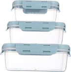 Food Storage with Airtight Lids - Meal and Lunch Containers - Stackable Microwave Safe (Blue)