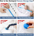 BoxLegend Vacuum Storage Bags with Large Hand Pump 30 Combo (4 Jumbo, 10 Large, 10 Medium, 6 Small) Thickened Vacuum Seal Bags for Clothing Space Saving for Clothes Pillow Comforters Bedding