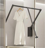 Pull Down Closet Rod for Hanging Clothes, Retractable Wardrobe Hanger for Cabinet Inside Width 26"~35", Aluminium alloy Tubing with Plastic Housing, 44 lb Weight Rating