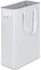 efluky Slim Laundry Basket, Narrow Laundry Hamper with Handles, Collapsible Dirty Clothes Hamper, Tall Laundry Bin for Laundry Room, Dorm and Bedroom, 12.7 Gallons(48L) White