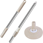 Spin Mop Replacement Mop Handle, 49-inch 360 Degrees Rotating Telescopic Replacement Mop Stick with Reinforced Plastic Disc for Spin Mop Bucket Cleaning System (Plastic Disc, Khaki)