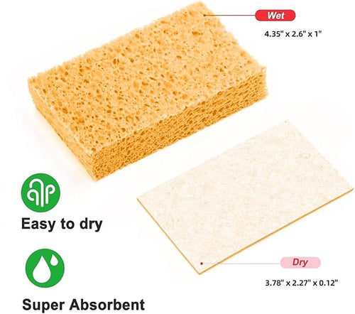 12 - Pack Non-Scratch Scrub Sponges - Sponges for Dishes and Washing Dishes, Cleaning Sponges for Kitchen Home Bathroom Cars, Funny Cut-Outs DIY for Kids (Yellow