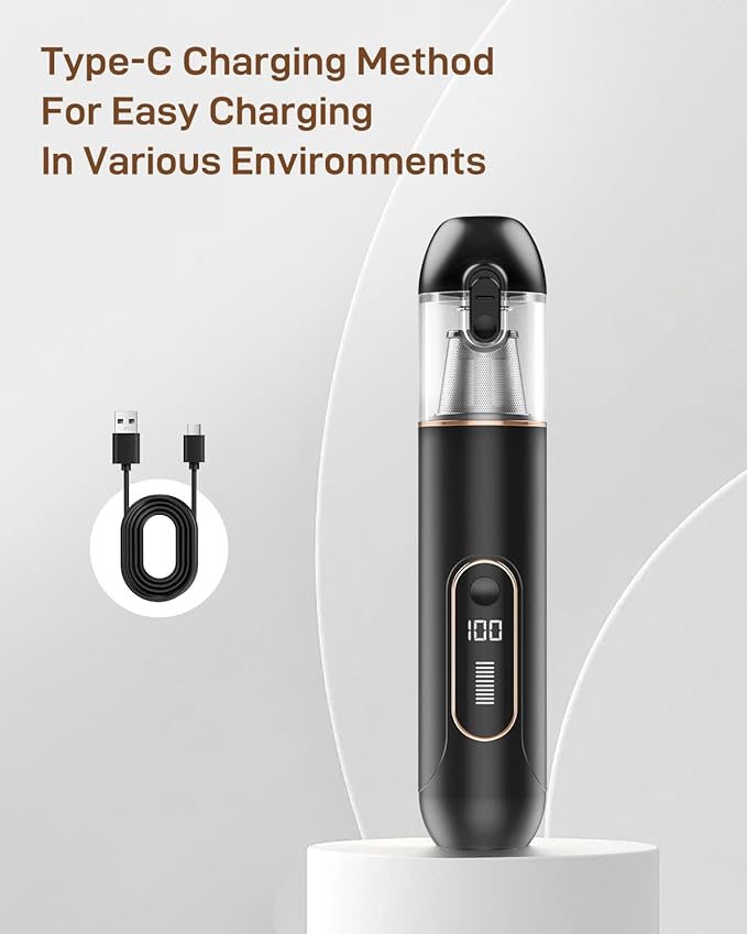 Handheld Vacuum Cordless, Car Vacuum Portable with 20000Pa Ultra-Strong Suction, Multi-Function Hand Vacuum Rechargeable for Cars, Home, Pet Hair & Outdoor Use