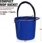 Matthew Cleaning 4.2 Gallon Mop Bucket, Heavy Duty Plastic Cleaning Bucket with Built-in Pour Spout, Mop Holder and Comfort Grip Handle, House and Commercial Cleaning Supplies, 2 Pack Blue