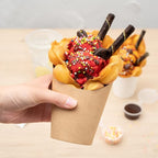 Restaurantware Bio Tek 12 Ounce French Fry Containers 100 Disposable Charcuterie Cups - Incline Design Round Kraft Paper French Fry Cups Stackable For Waffles Chips or Popcorn