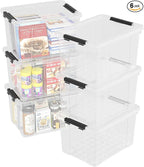 22 Quart Clear Latching box, Plastic Storage Bin with Wheels, 6 Packs