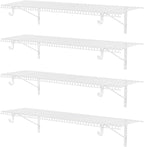 Supforce 4 Pack Closet Shelves with Triangular Brackets, 4FT X 12IN Wall Mounted Wire Shelving Orgnizer for Closet,Laundry Room,Load Up to 150lb, White