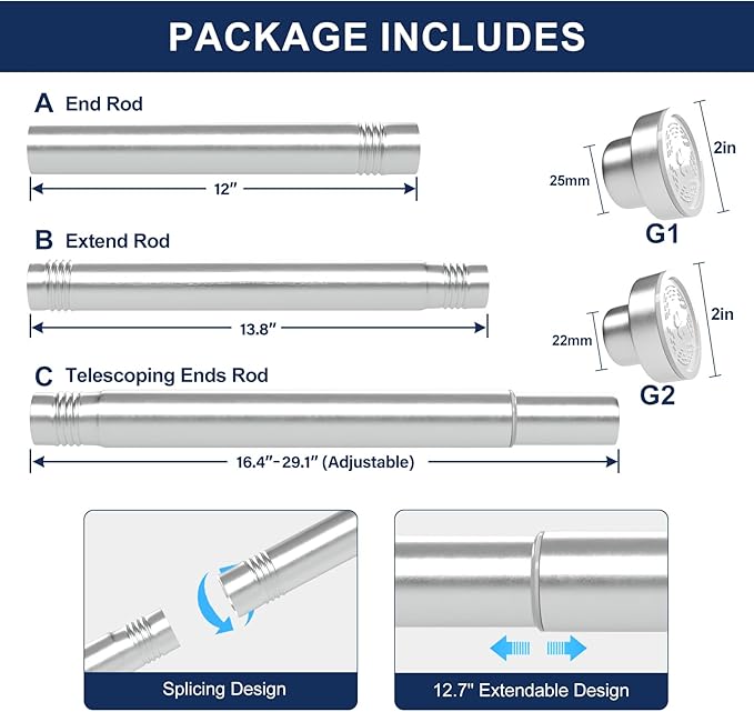 No Drilling Closet Rod, 27.5-63 Inches Hanging Closet Rod for Clothes, Closet Bar & Pole Heavy-duty, Closet Rods for Hanging Clothes For Closet Wardrobes Bathroom Laundry RV Curtains,Nickel