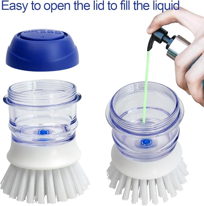 CELOX 2 Pack Dish Brush with Soap Dispenser Soap Dispensing Palm Brush for Cleaning Pots, Dishes