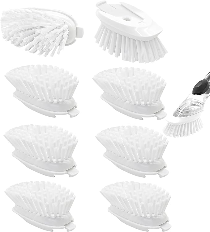 Brush Refills for OXO Dish Brush - 8 Pack Dish Brush Cleaning Soap Dispensing Head Replacement for Scrubber (White)