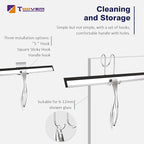 TOOVEM 14 Inch Shower Squeegee for Glass Doors, Window, Bathroom, Car Windshield, Shower Cleaning Tools with S Hook, Square Sticky Hook (Silver)