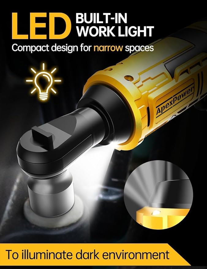 1/2 Inch Cordless Ratchet Wrench, for DEWALT 20V Max Battery, 88Ft-Lbs, 0-400RPM, Electric Ratchet Wrench Set with Variable Speed Trigger, Reinforced Head, R&F Switch, 7 Sockets, 1/2" to 3/8" Adapter