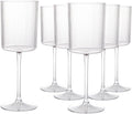Ciaell 12 PCS Plastic Ribbed Wine Glasses - 10 OZ Plastic Square Wine Glasses with Stem - Disposable Champagne Cups for Parties & Weddings & Party