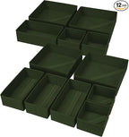 DIMJ Drawer Organizer Clothes, 12 Pack Dresser Organizer, Foldable Closet Organizers and Storage, Fabric Dresser Bins, Drawer Dividers for Nursery, Baby Clothes, Underwears, Sock (Green)