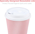 Disposable Coffee Cups With Lids - (80 set) 12 oz Paper To Go Coffee Cups With Resealable Lids Prevent Leaks! Travel Insulated Hot Beverage Drink Cup. Will Not Bend With Heat or Burn Fingers