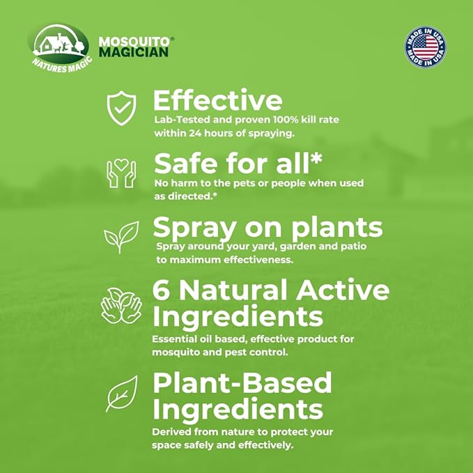 Mosquito Magician Natural Bug Spray for Body – Kid Safe Mosquito Repellent with Natural Essential Oils, Kills, Repels, & Prevent Travel Size Bug Spray for Kids & Family – Mint, 4 OZ