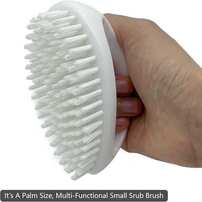 Scrub Brush for Cleaning Scrubbing Heavy Duty Stiff Nylon Bristles Cleaning Brush Multi-Purpose, White & Small Size