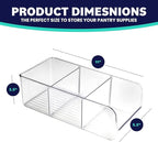 ELTOW 4-Pack Snack Organizer, 3-Compartment Plastic Bins with Removable Dividers, Chip & Food Storage for Pantry, Spices, Fridge, and Cabinet