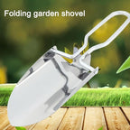 EMVANV Mini Folding Shovel,Foldable Garden Handy with Carrying Pouch Camping Trowel Stainless Steel Outdoor Survival Shovel for Garden and Campsite Use While Hiking, Camping and Outdoor(Silver)