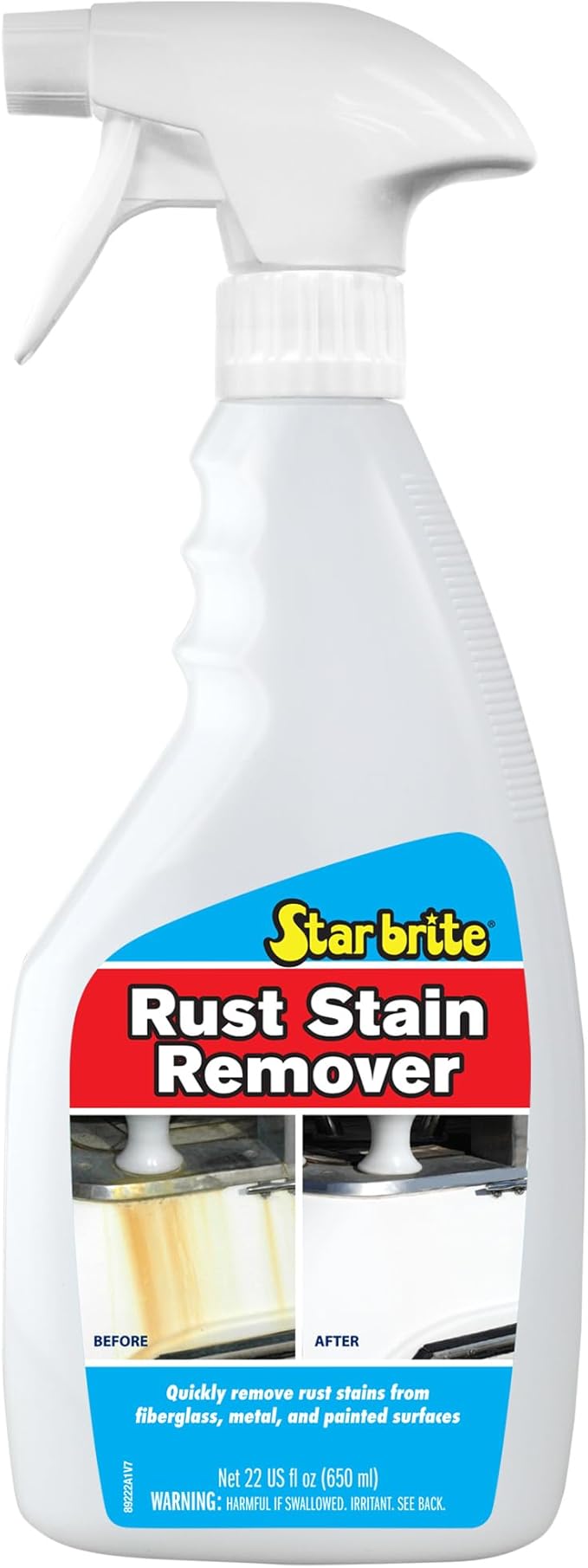 STAR BRITE Rust Stain Remover Spray - Instantly Dissolve Corrosion Stains on Fiberglass, Vinyl, Fabric, Metal & Painted Surfaces - Also Removes Sprinkler Stains - 22 Ounces (089222SS)