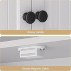 Ahomly Over The Toilet Storage Cabinet, Over Toilet Bathroom Organizer with Adjustable Shelves and Five Doors, Above Toilet Storage Cabinet for Bathroom, Restroom, Laundry, White