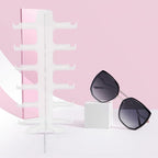Ipetboom Plastic Sunglasses Organizer Stand 6-Tier Eyewear Display Rack Holder for Desk Storage, Multi-Layer Plastic Glasses Shelf Suitable for Home and Office Use