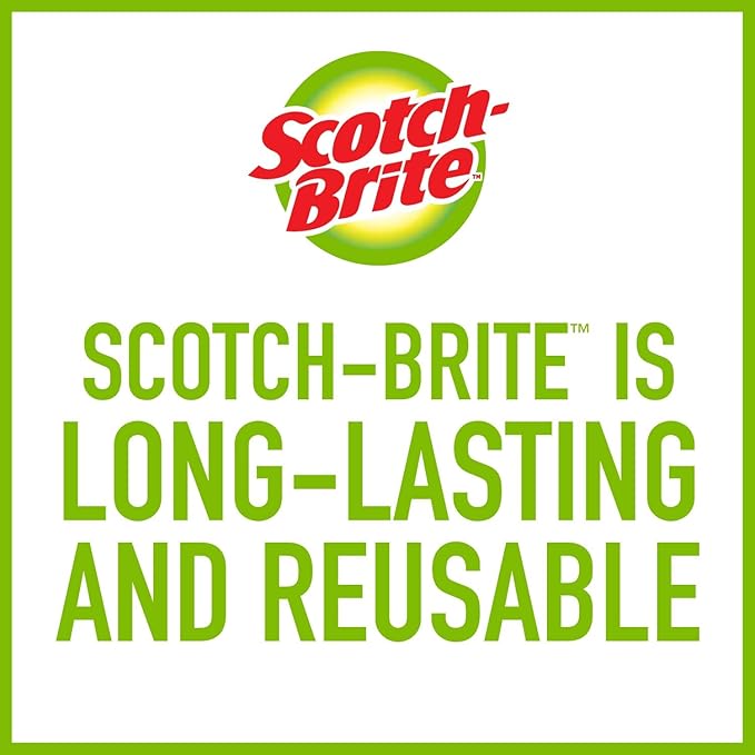 Scotch-Brite Heavy Duty Scouring Pad, Dish Scrubber for Kitchen + Outdoor, 3 Scrub Pads for Uncoated Pots and Pans, Cast Iron Cooktops, Grill Grates, Oven Racks, & BBQ, Durable, Long-Lasting