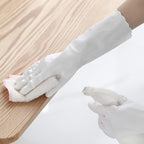 Bamllum Rubber Cleaning Gloves - 3 Pairs Latex Free Kitchen Cleaning Gloves with Cotton Liner- Household Dishwashing Gloves, Non- Slip Waterproof (Medium, Blue+Pink+White)