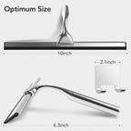 Shower Squeegee for Shower Glass Door with Adhesive Hook, Stainless Steel Squeegee for Shower Glass, Window Squeegee for Cleaning Tile Wall, Mirror, Car(10", Silver)