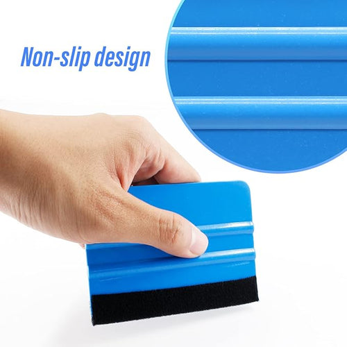12Pcs Plastic Felt Edge Squeegee Tool Vinyl Squeegee 4 Inch for Window Tint, Wallpaper, Decal Sticker, 6 Blue & 6 Red