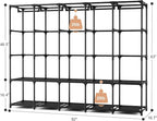 Portable Closet Storage, Portable Wardrobe Closet Organizer Clothes Rack wtih Cover, Hanging Rod, Storage Shelves and Side Pockets, Large Portable Closets for Hanging Clothes, Black