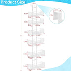 Hongtamoya Over The Door Organizer, Metal Hanging Door Organizer with 6 Adjustable Baskets and 5 Hooks, Behind The Door Storage for Closet Pantry Cabinet Kitchen Bathroom Bedroom, White