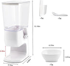 Cereal Dispenser Countertop with Bowls Spoons Cutlery Box, 3.2L Cereal Containers Storage Snack Dispenser for Pantry, Dry Food Dispenser for Snack, Oatmeal, White, 1Pc