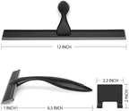 HIWARE All-Purpose Shower Squeegee for Shower Doors, Bathroom, Window and Car Glass - Black, Stainless Steel, 12 Inches