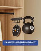 BaiNong 12" Valet Rod for Closet Pull Out With 4 Hooks Valet Rods for Closets (2Pack Black) Closet Valet Rod Slide Out