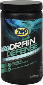 Zep Drain Defense Enzymatic Drain Cleaner Powder 18 oz (Case of 12) ZDC16 - Safe for Pipes and Septic Systems